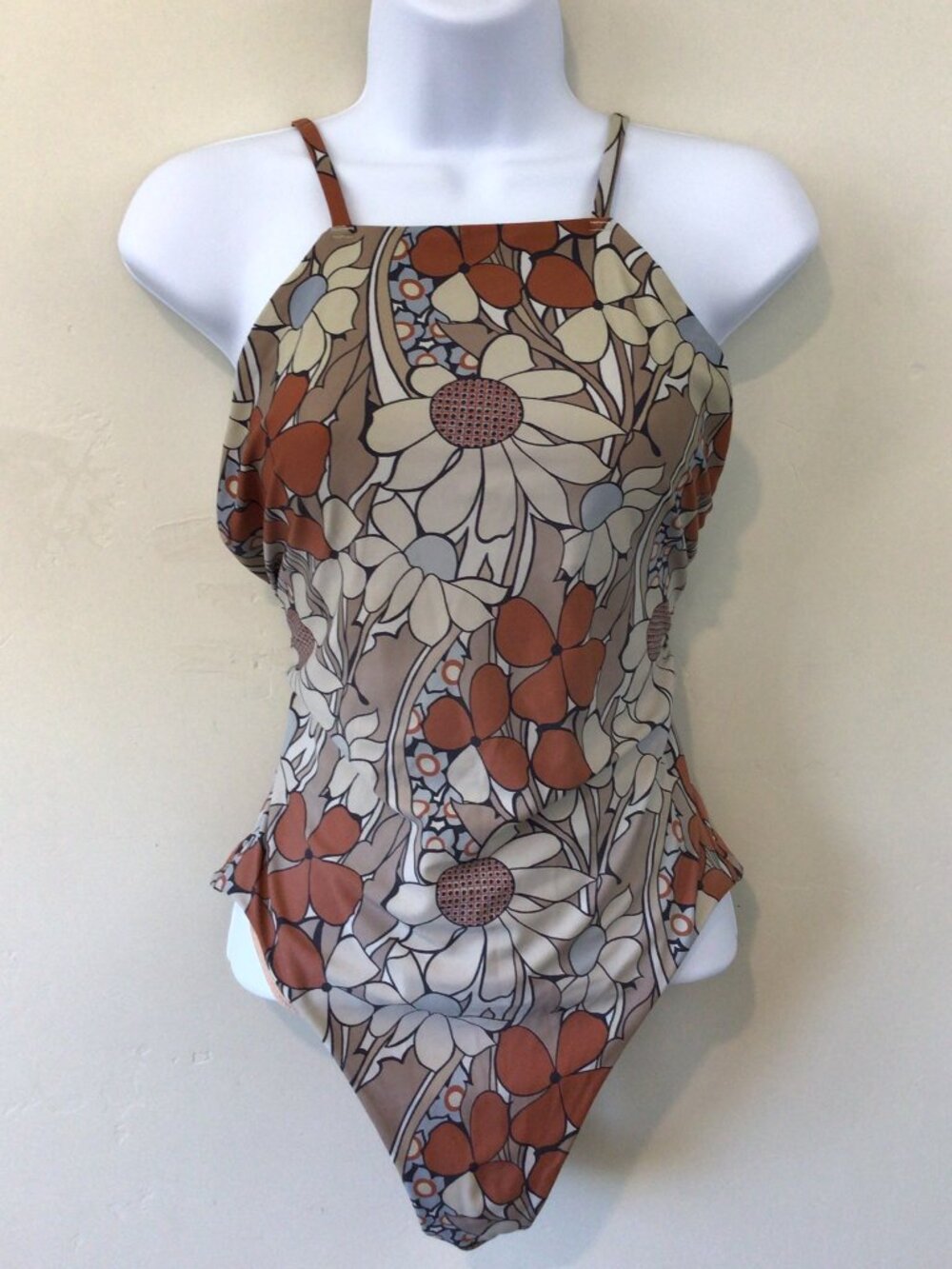 Madewell Earth Tone Floral Print One Piece Swimsuit